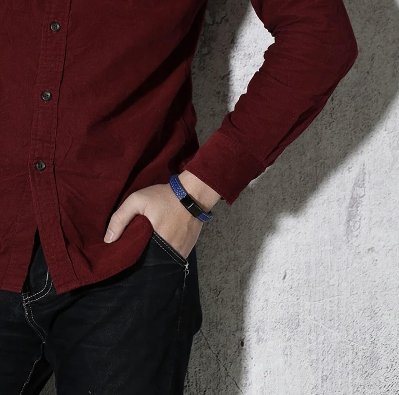 Sporty Theme Leather Navy Bracelet