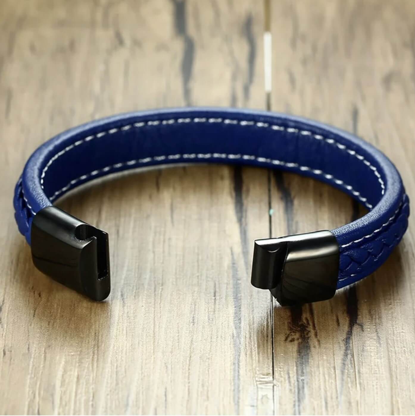 Sporty Theme Leather Navy Bracelet