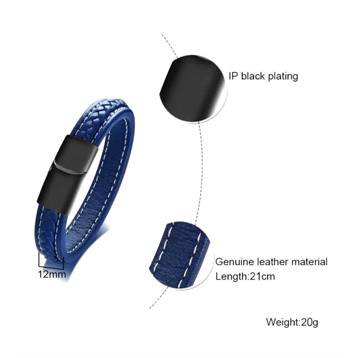 Sporty Theme Leather Navy Bracelet