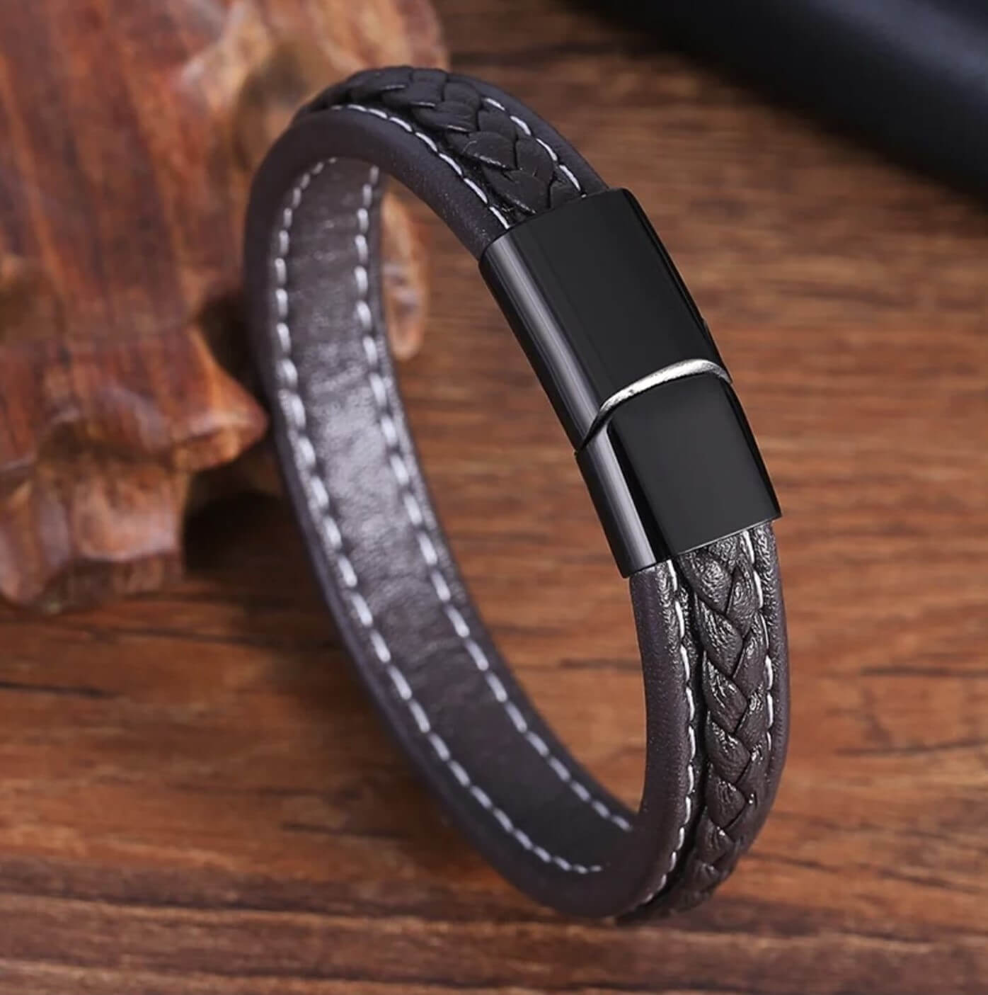  Sporty Theme Coffee Leather Bracelet