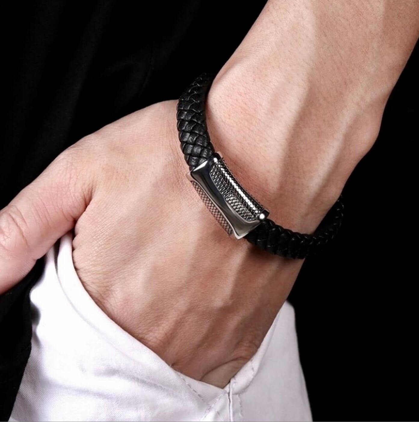 Mens Ophidian Leather Bracelet