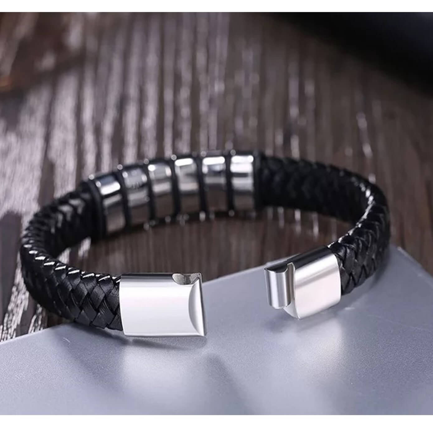 Chaps Titanium Leather Bracelet