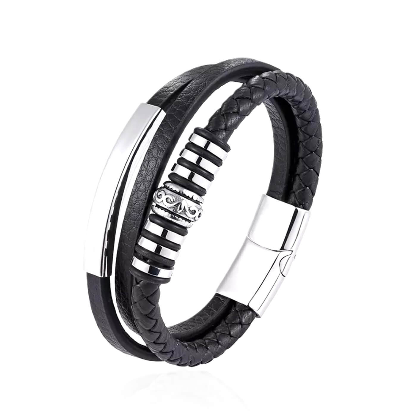 Mens Multi Design Leather Bracelet