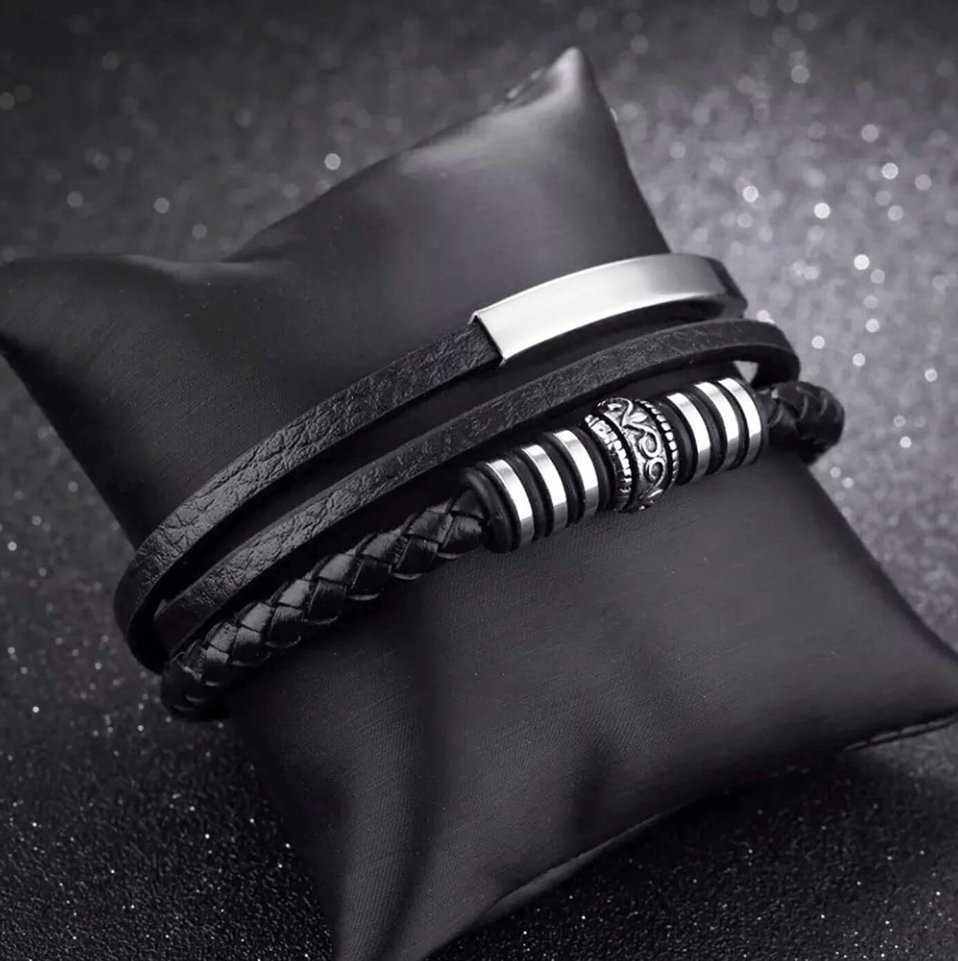 Mens Multi Design Leather Bracelet