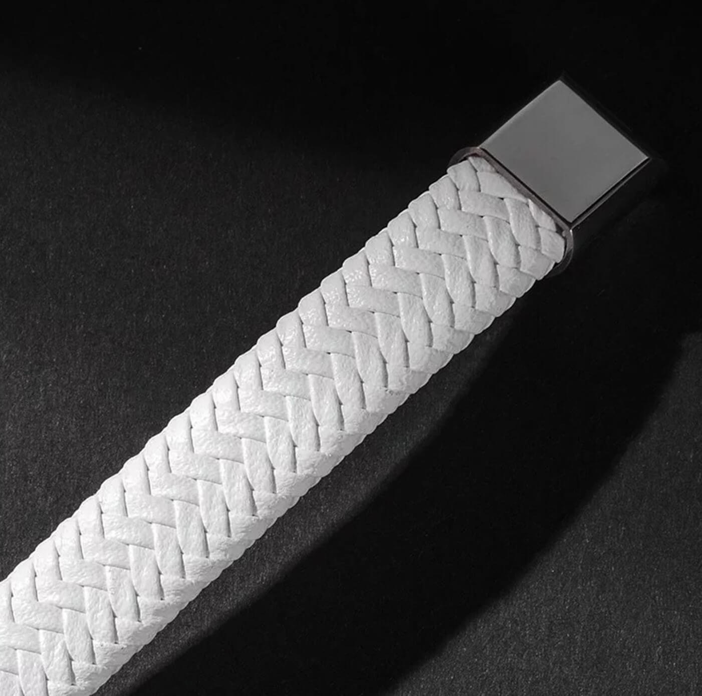 Mens White Exotic Leather Bracelet