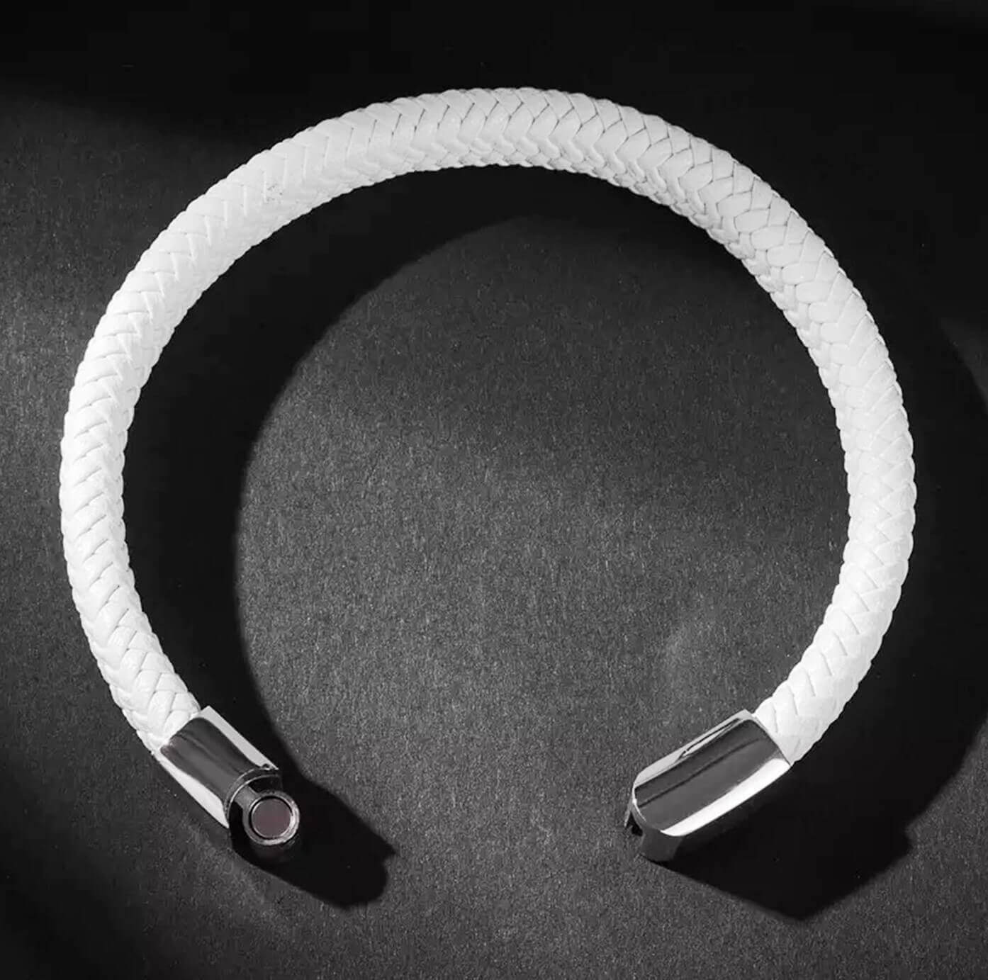 Mens White Exotic Leather Bracelet