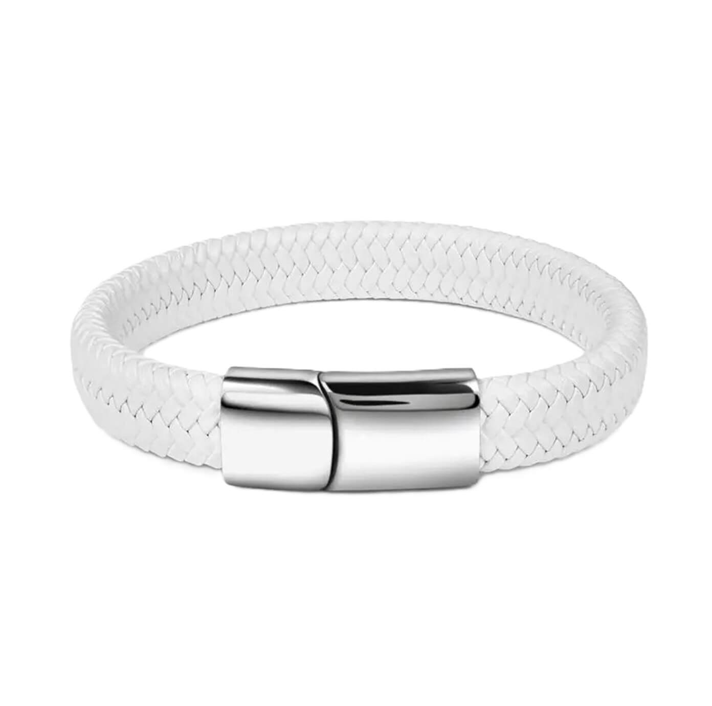 Mens White Exotic Leather Bracelet