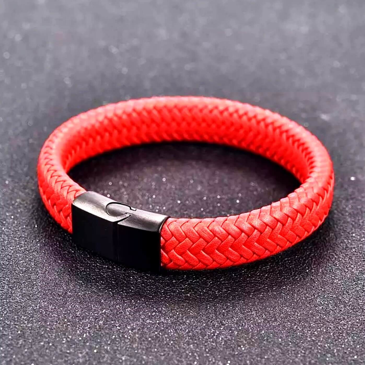 Unisex Red Leather Bracelet
