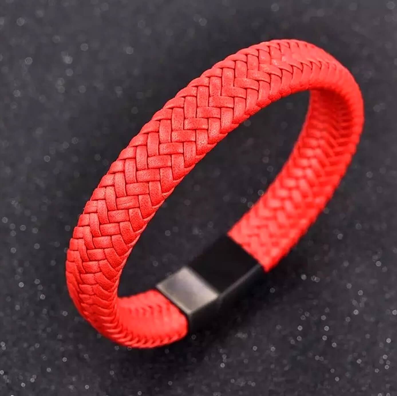Unisex Red Leather Bracelet
