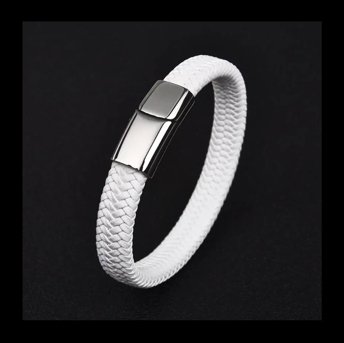 Mens White Exotic Leather Bracelet