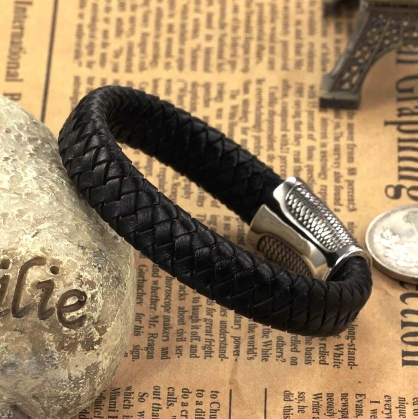Mens Ophidian Leather Bracelet