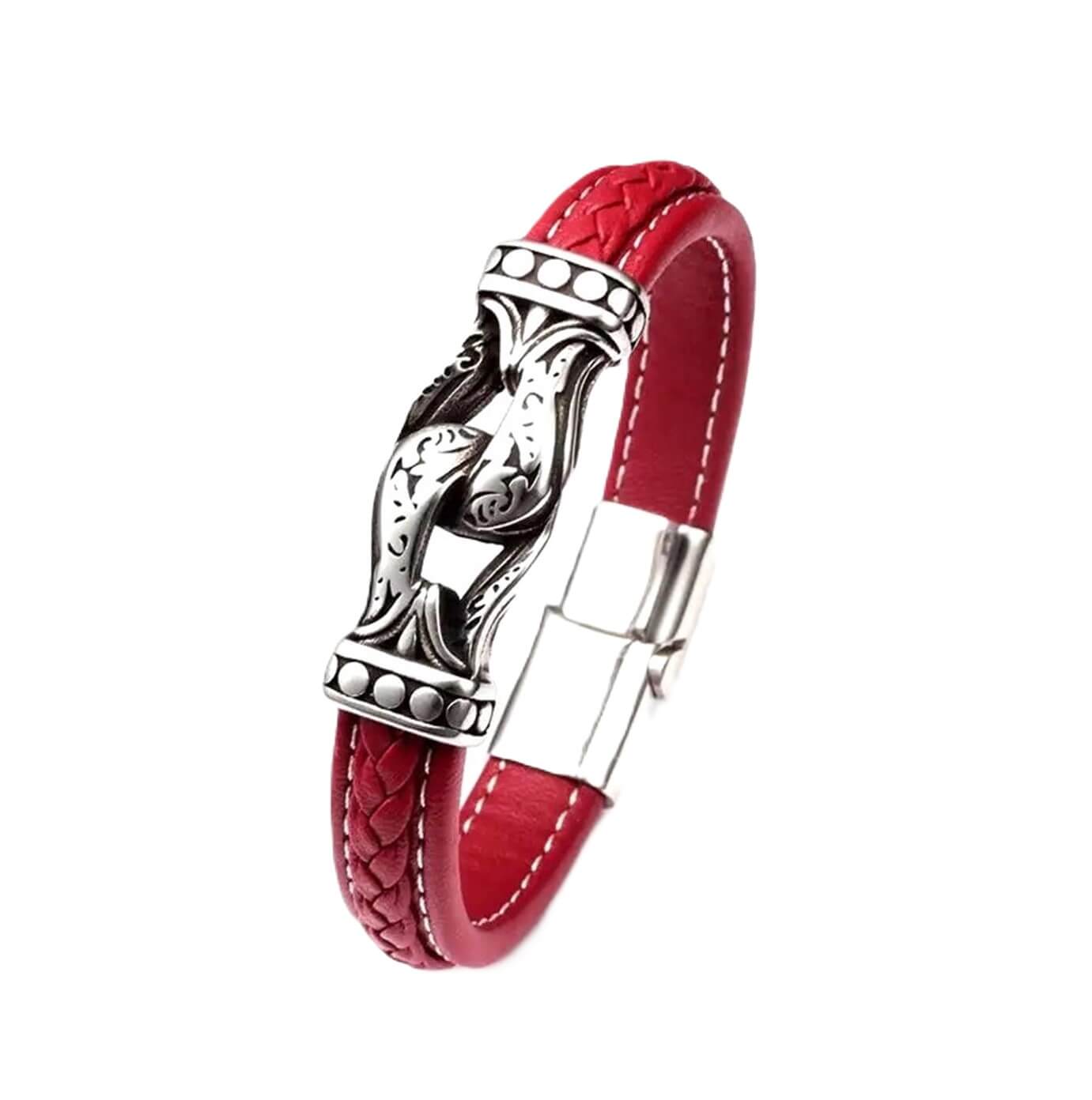 Antiquate Red Mens Leather Bracelet