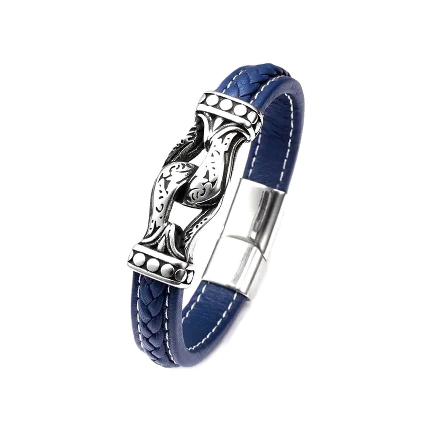 Antiquate Navy Mens Leather Bracelet