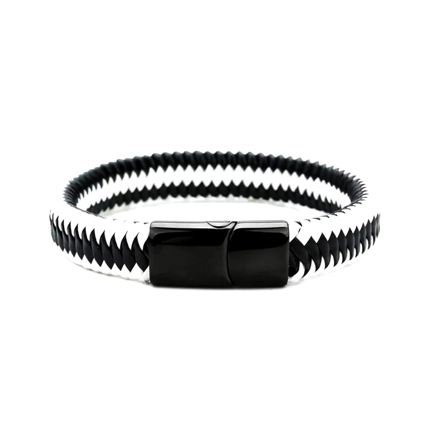 Unisex Zebra Leather Bracelet/Black-White