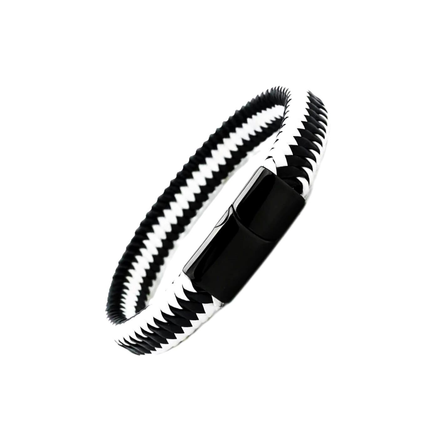 Unisex Zebra Leather Bracelet/Black-White