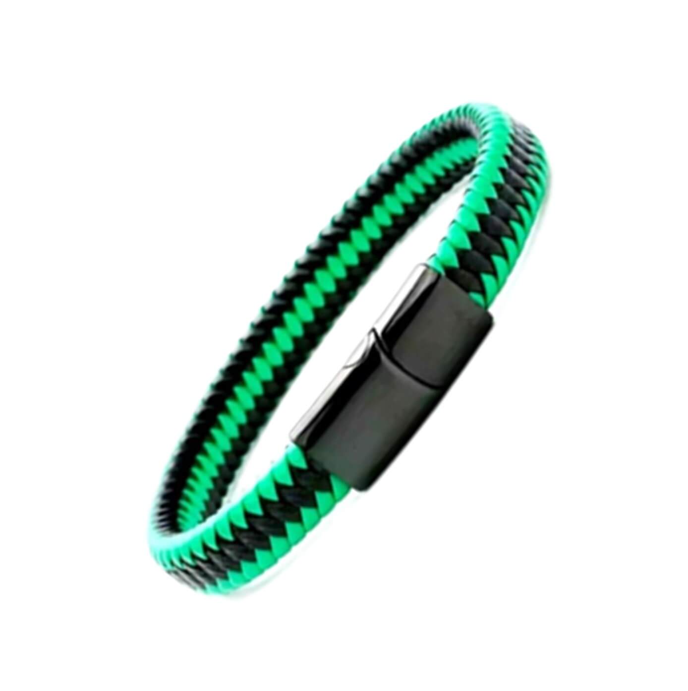 Unisex Zebra Leather Bracelet/Green-Black