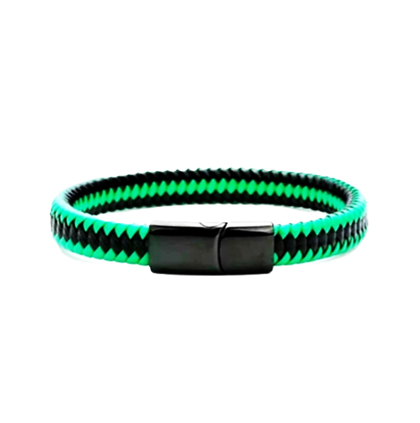 Unisex Zebra Leather Bracelet/Green-Black