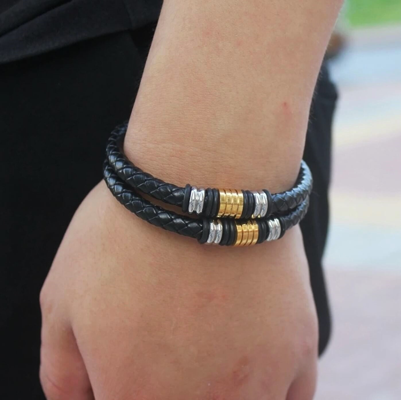 Mens Loop Leather Bracelet