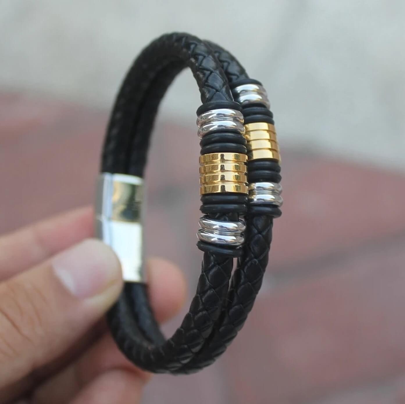 Mens Loop Leather Bracelet