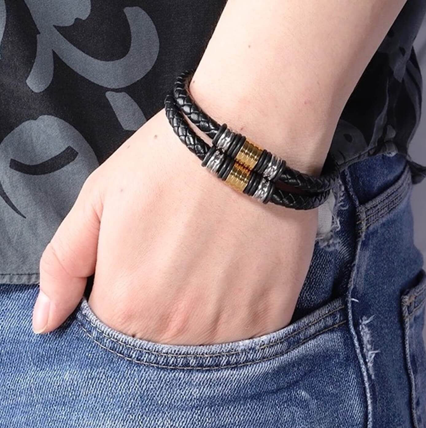 Mens Loop Leather Bracelet