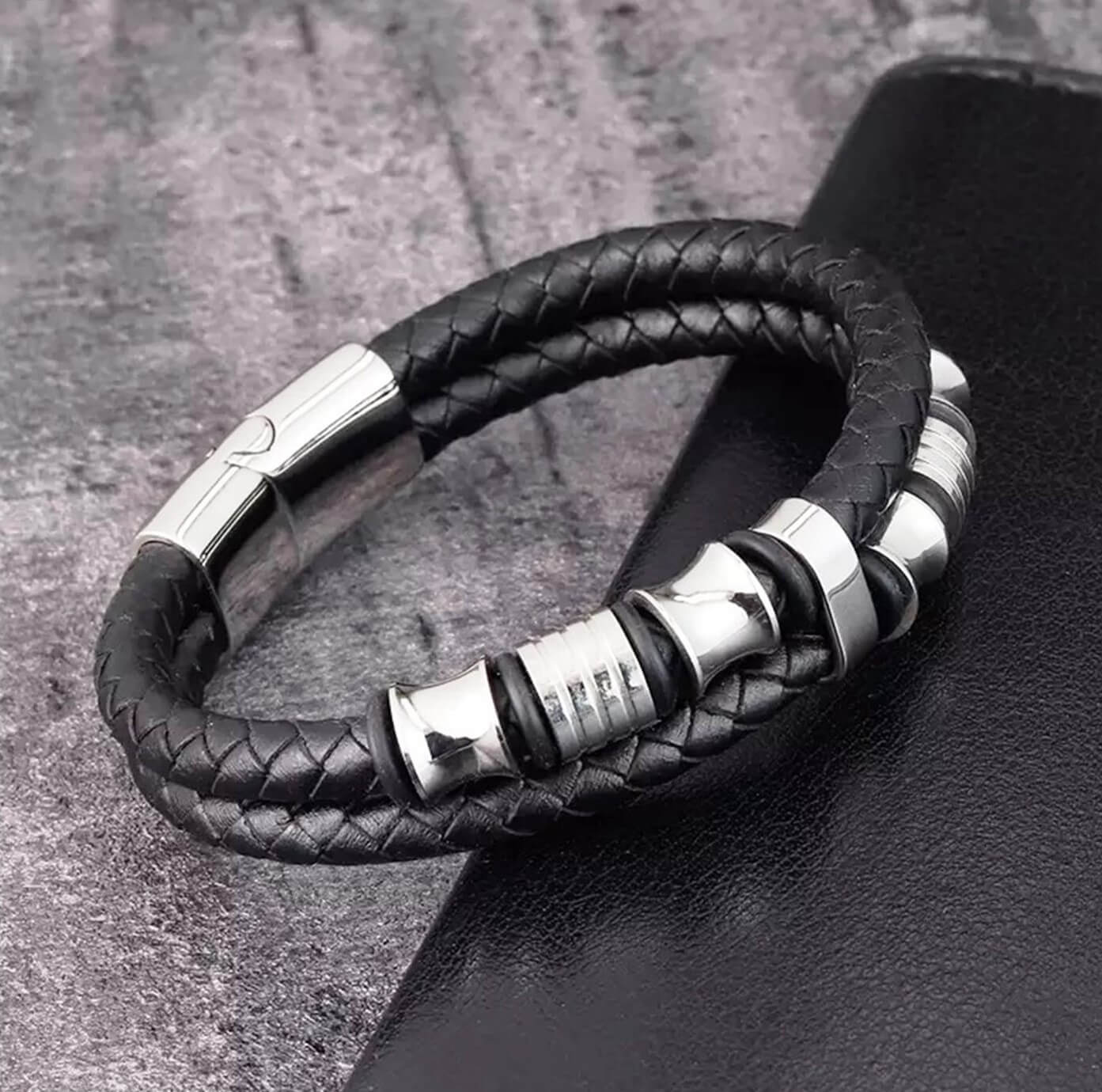 Mens Buccaneer Leather Bracelet