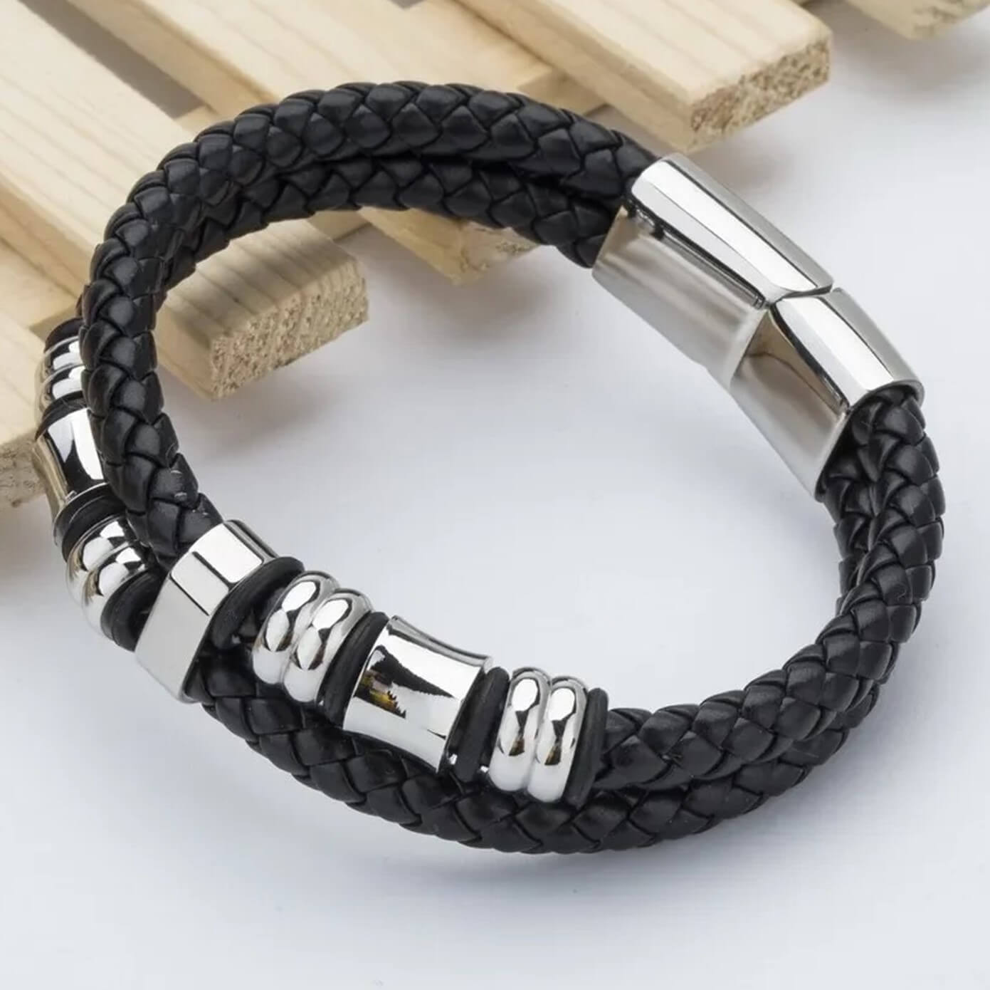 Mens Buccaneer Leather Bracelet