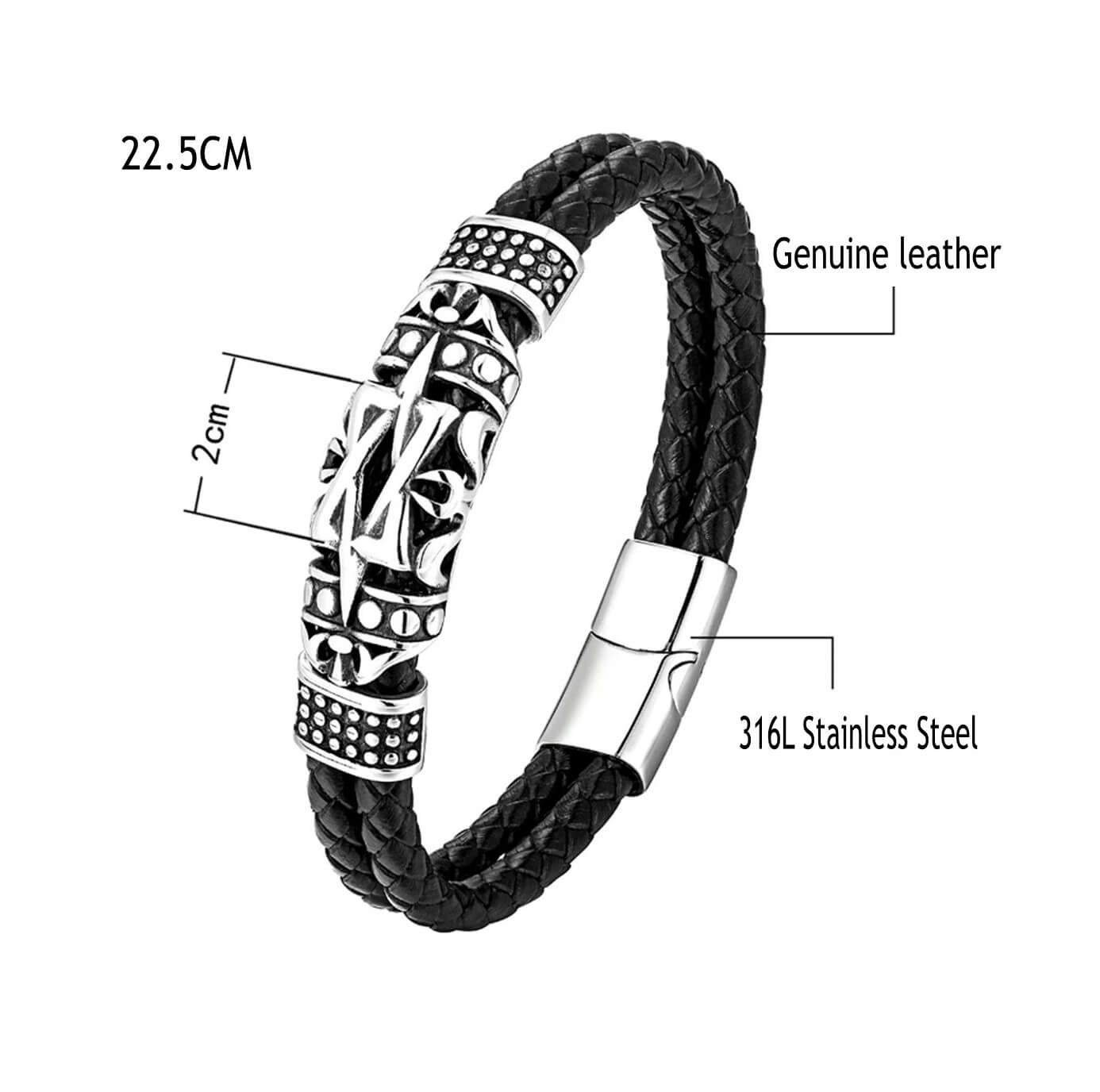 Mens Timeless Totem Design Leather Bracelet