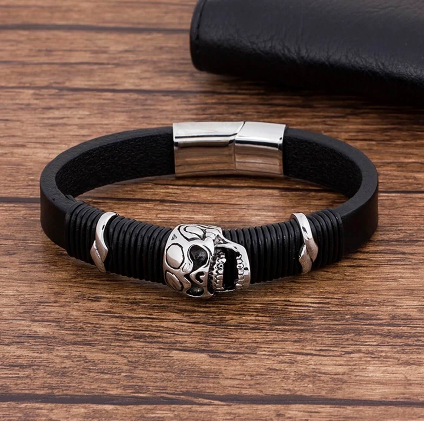 Mens Dramatic Leather Bracelet