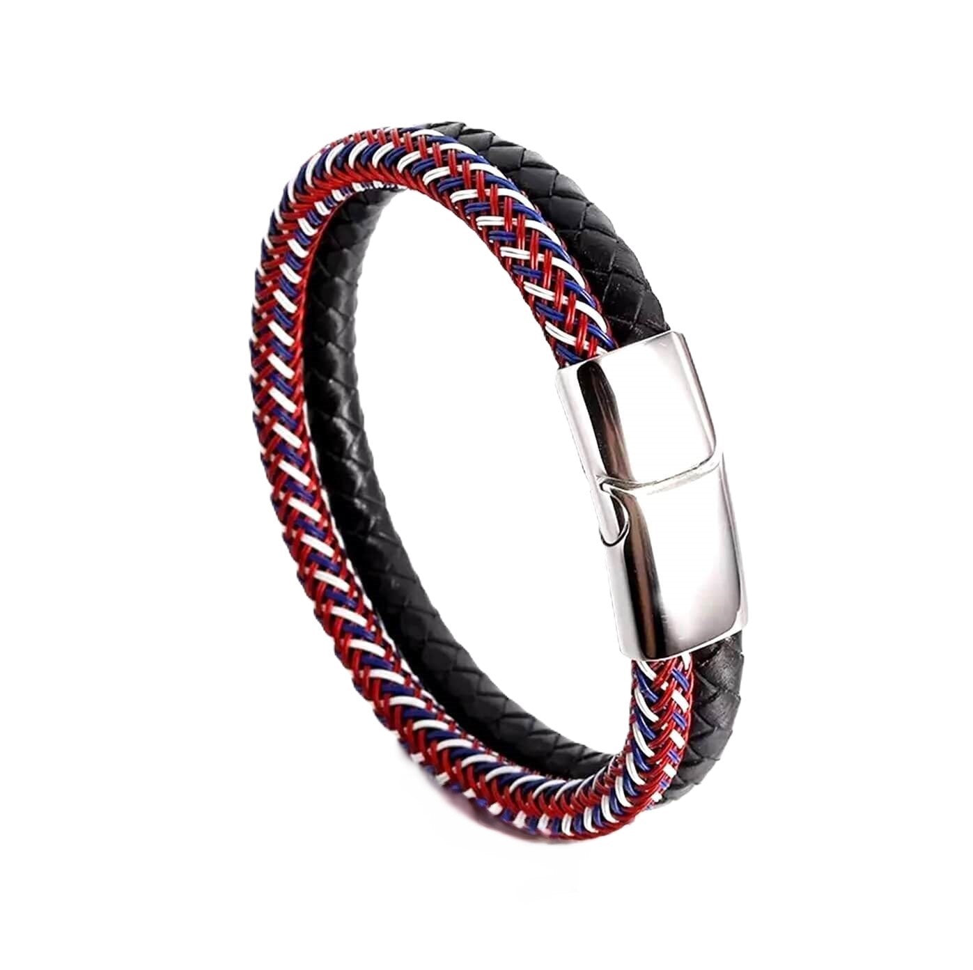 Unisex Bangle Leather Bracelet/Multi-Black