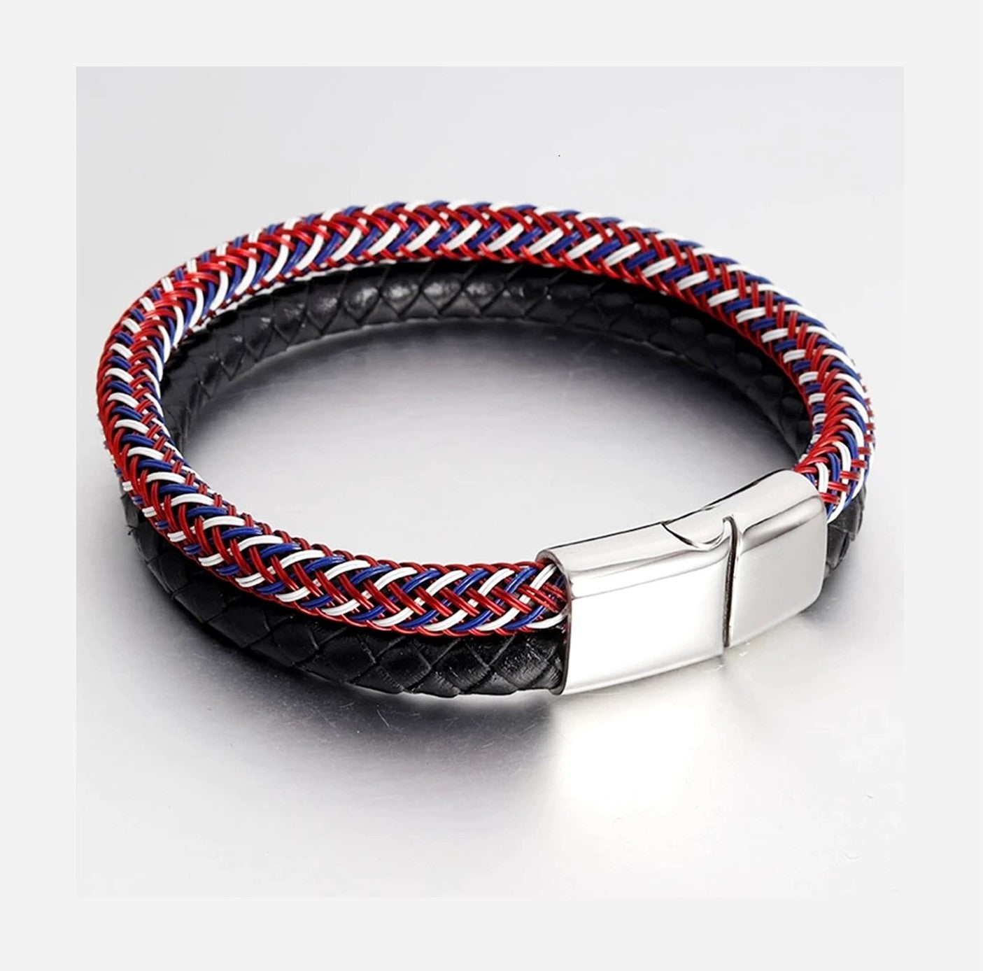 Unisex Bangle Leather Bracelet/Multi-Black