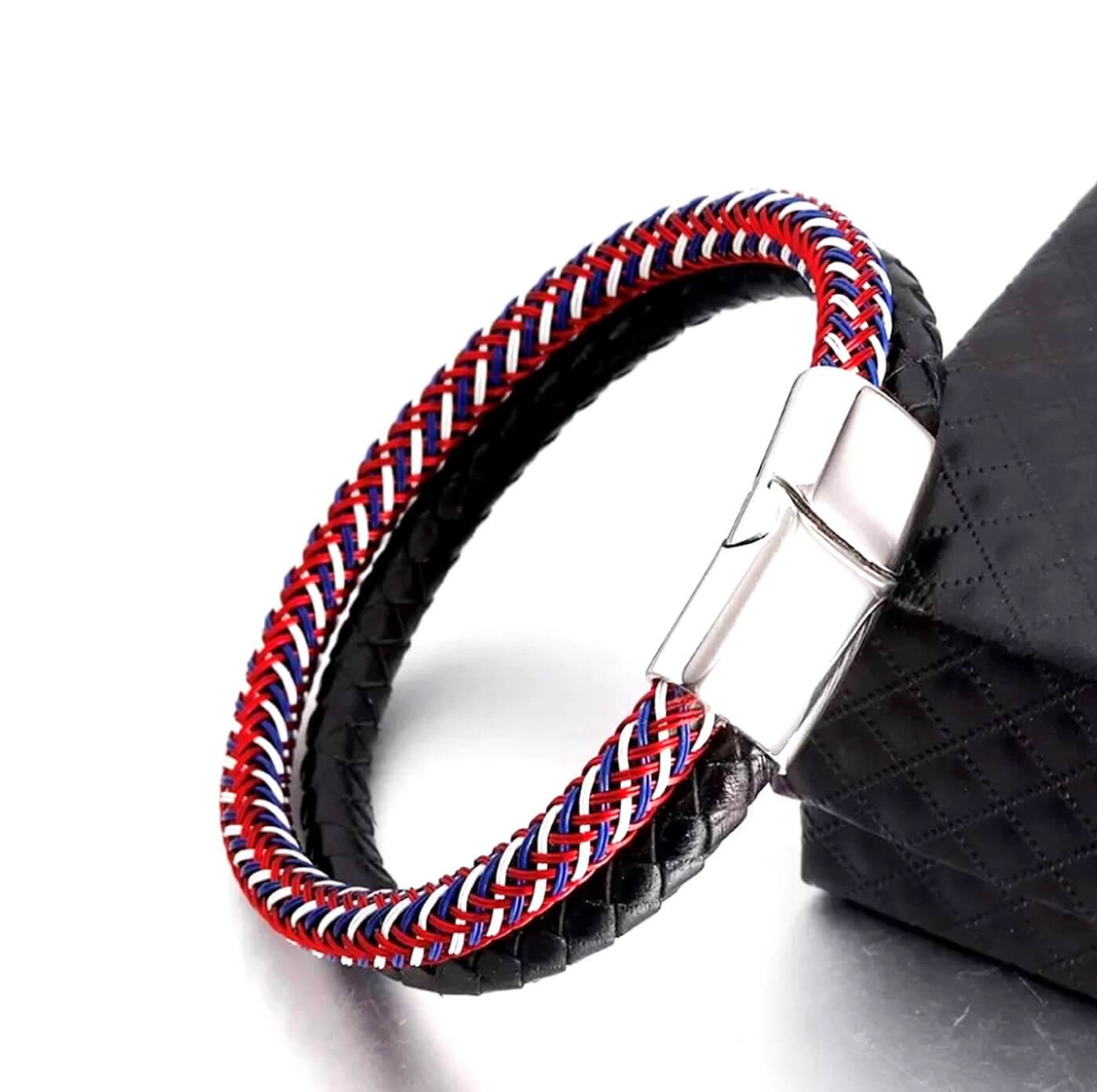 Unisex Bangle Leather Bracelet/Multi-Black