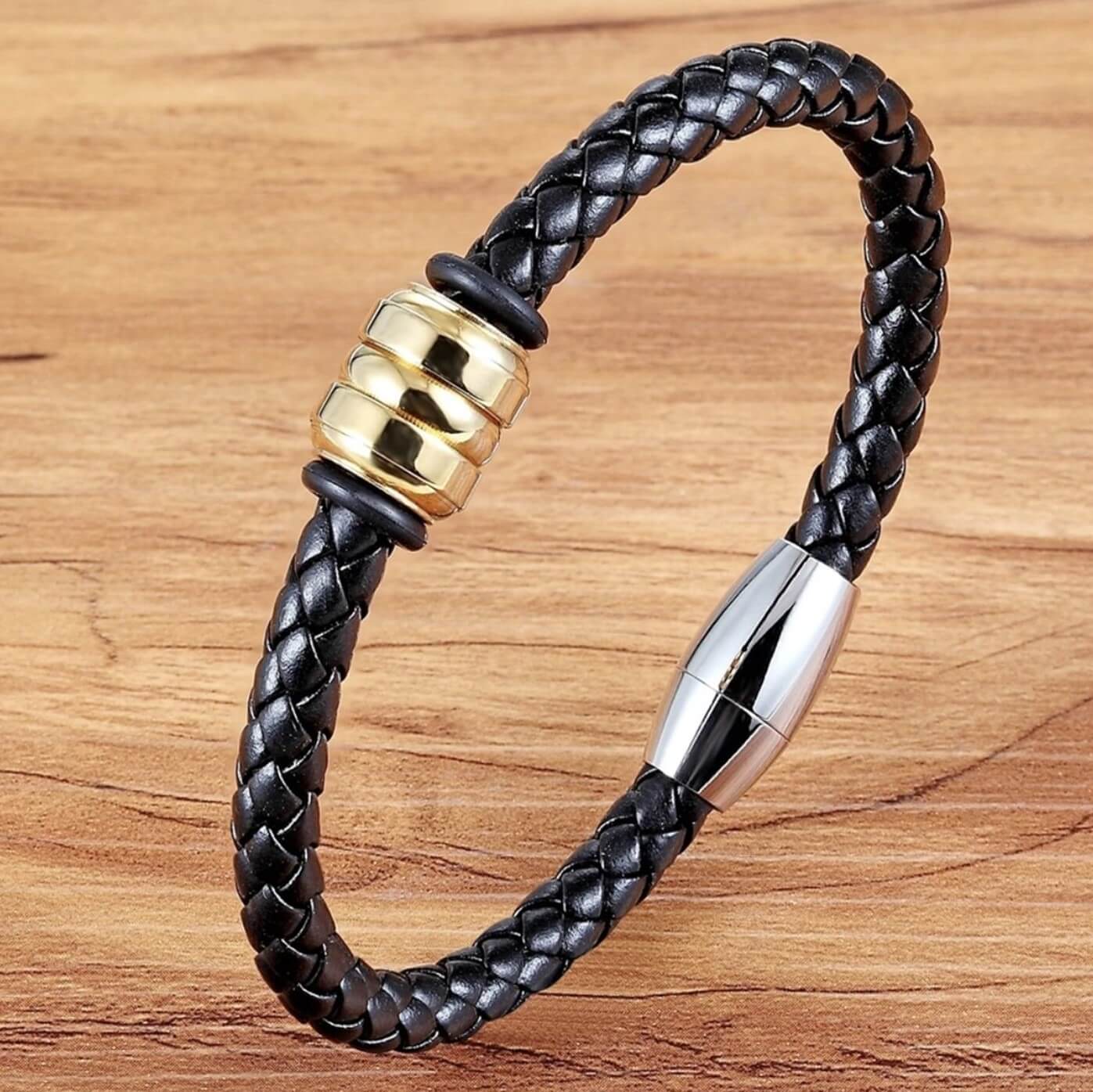 Unisex Weaved Leather Bracelet/Black