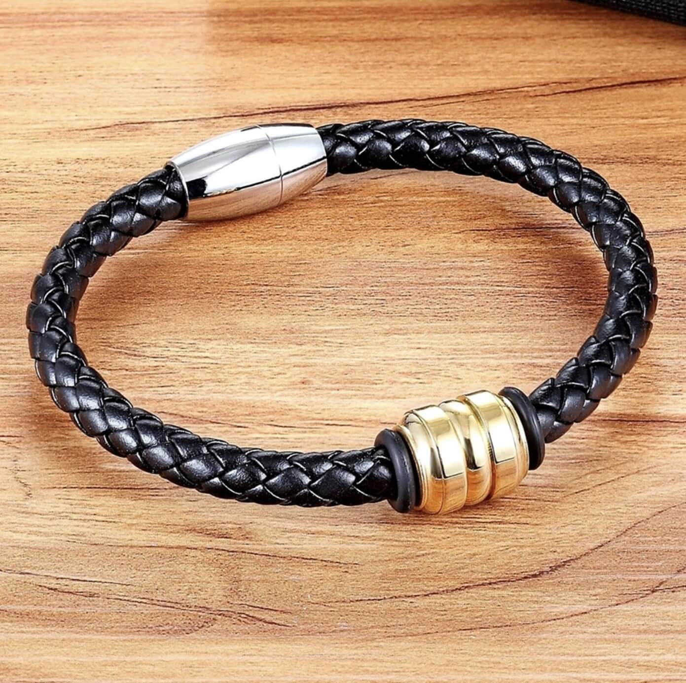 Unisex Weaved Leather Bracelet/Black