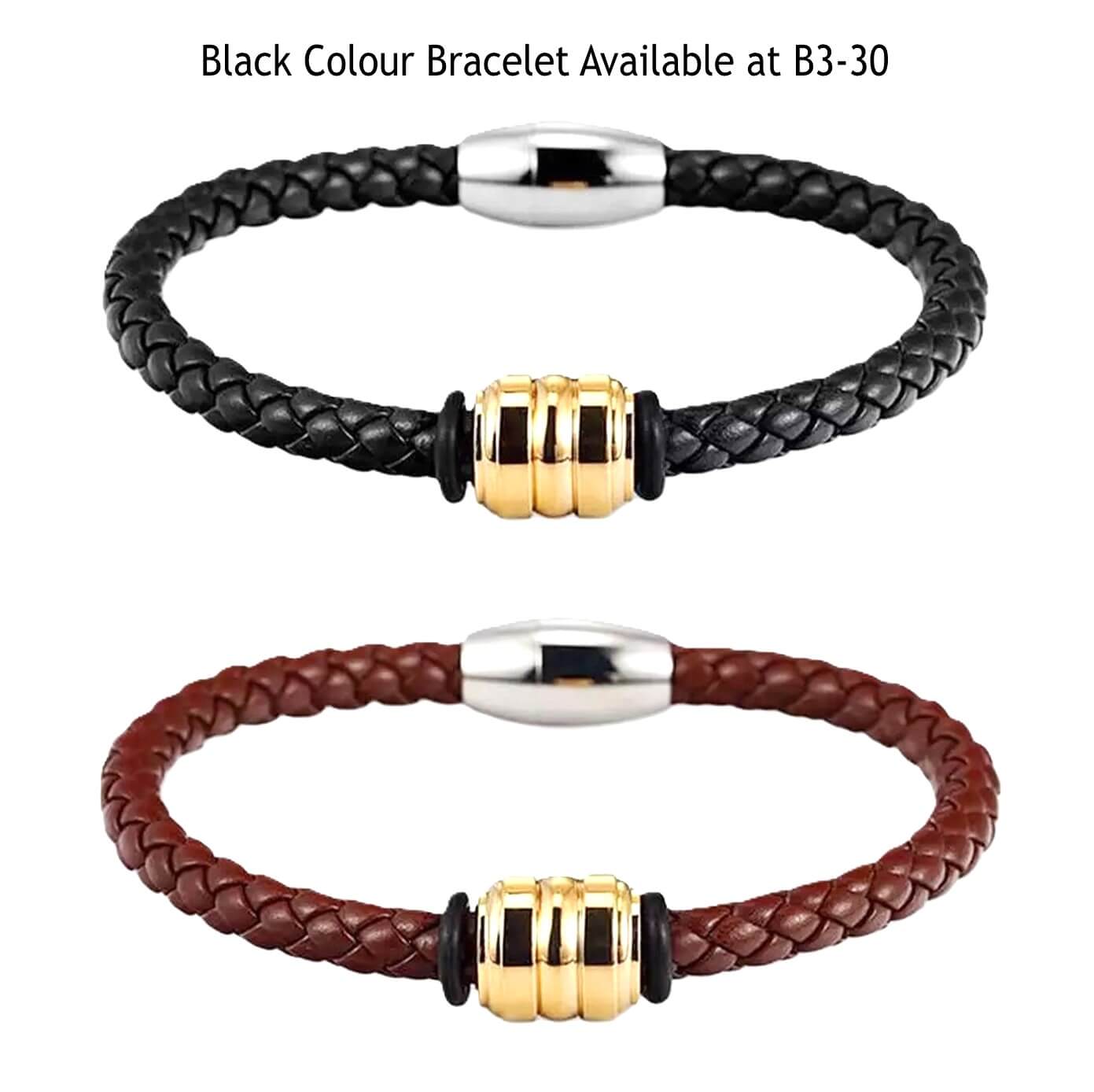Unisex Knitted Leather Bracelet/Coffee