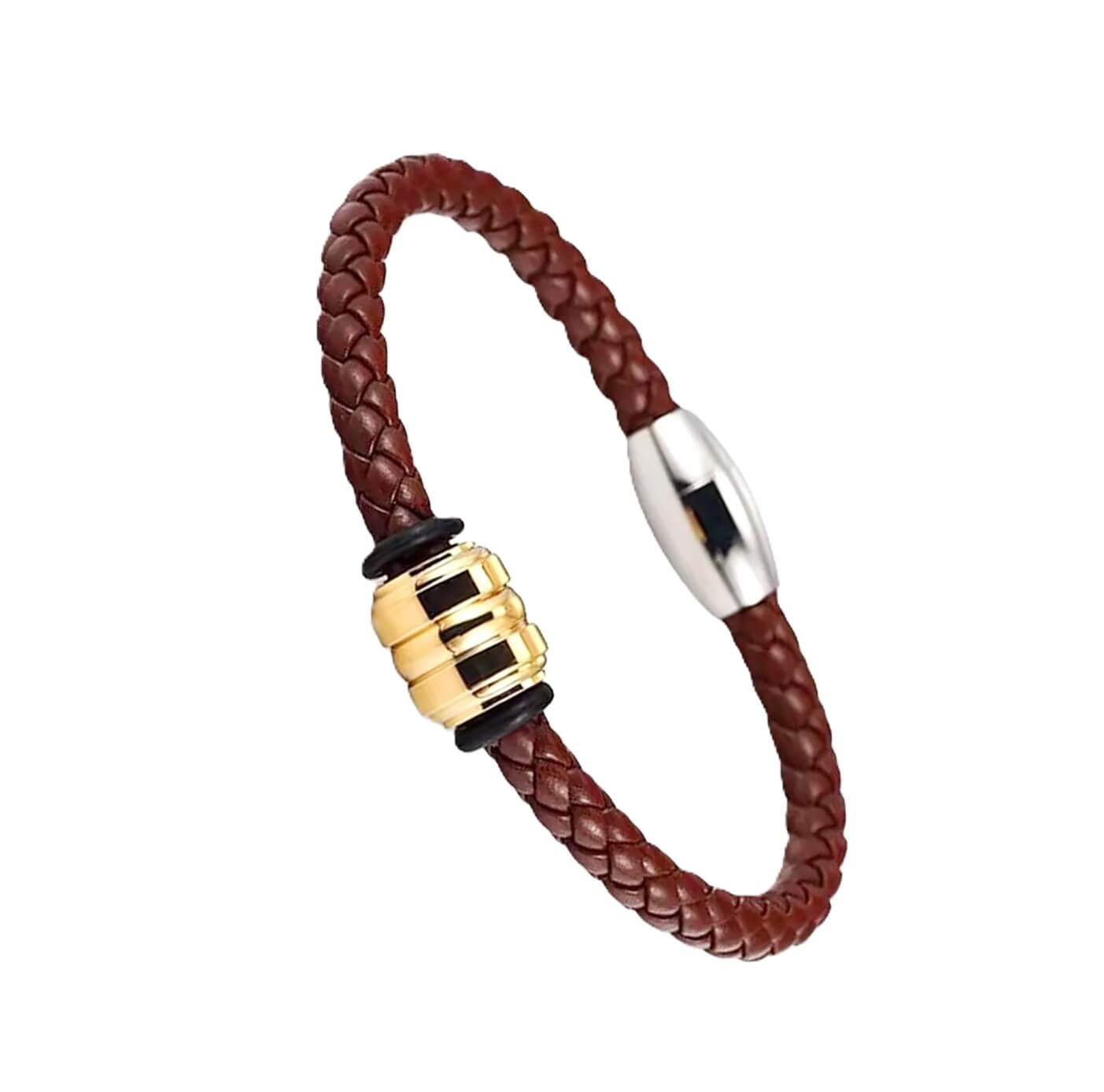 Unisex Knitted Leather Bracelet/Coffee