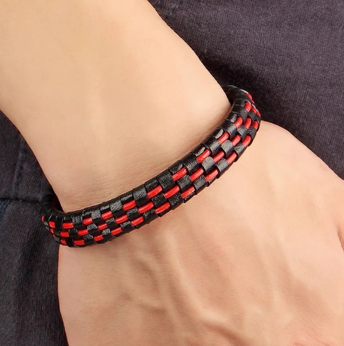 Mens Network Leather Bracelet