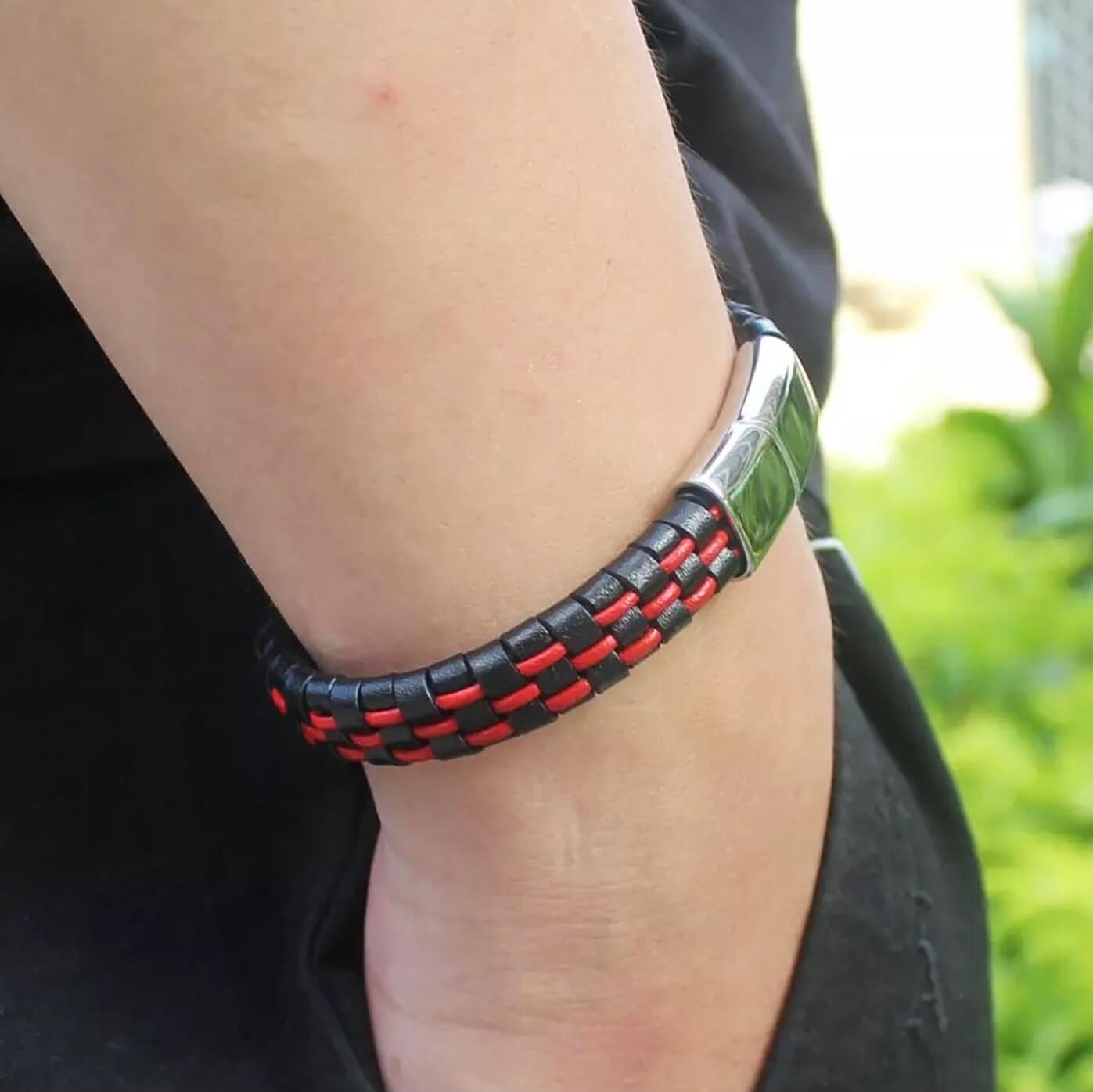 Mens Network Leather Bracelet