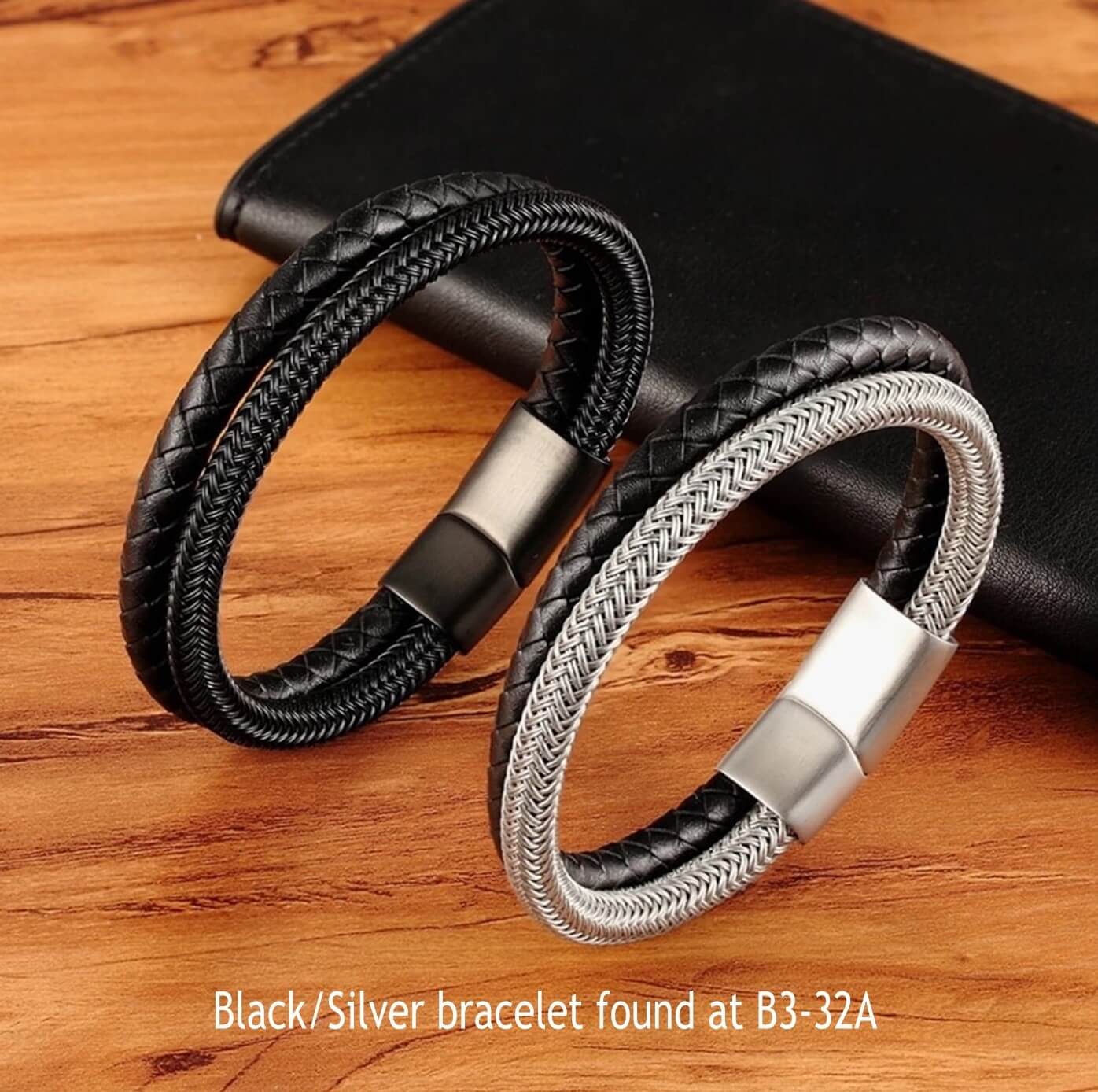 Unisex Wristlet Leather Bracelet/Black