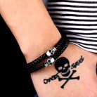 Mens Noggin Skull Leather Bracelet