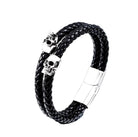 Mens Noggin Skull Leather Bracelet