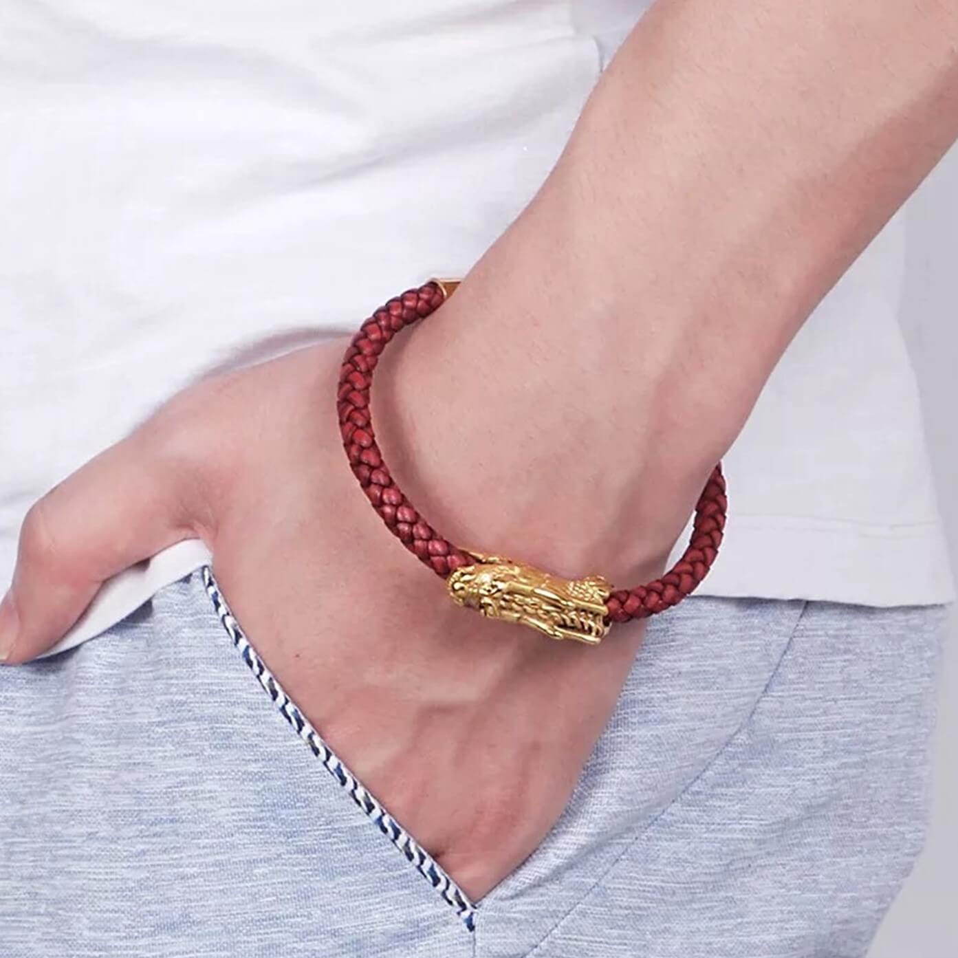 Unisex Gold Komodo Leather Bracelet