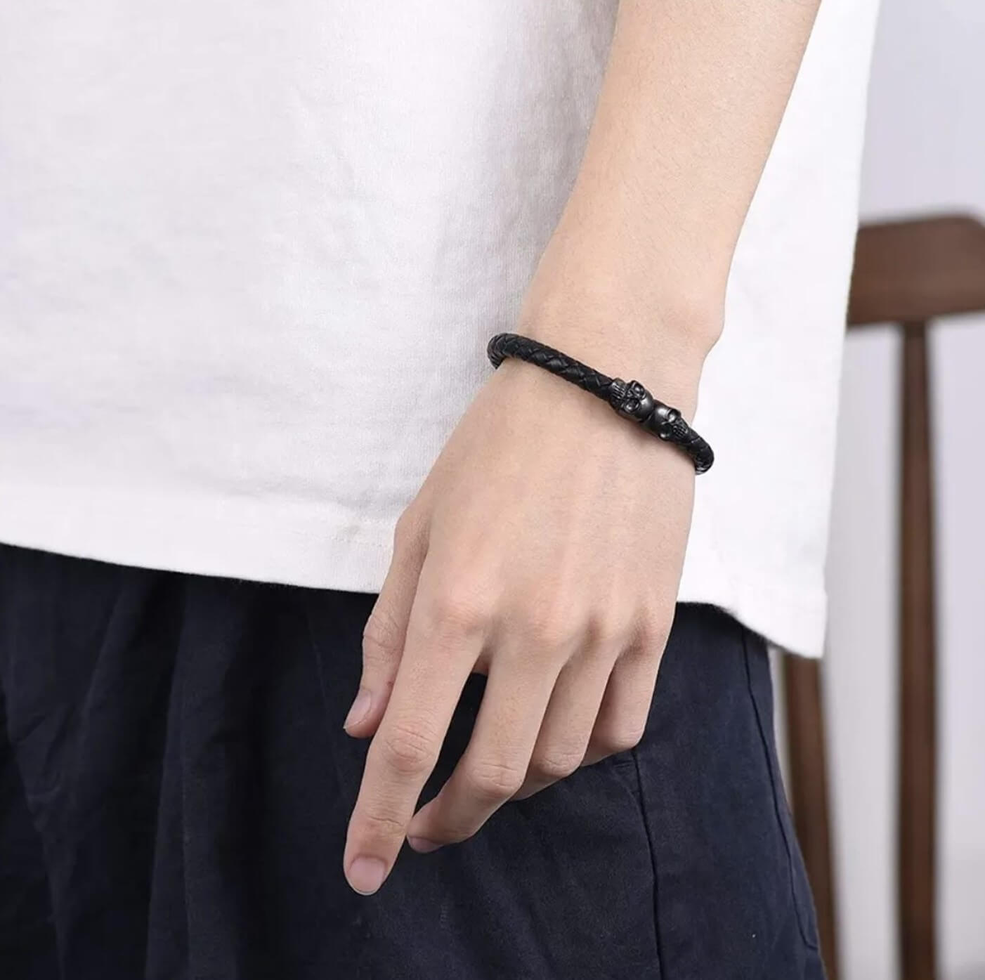 Unisex Buccaneer Leather Bracelet/Black