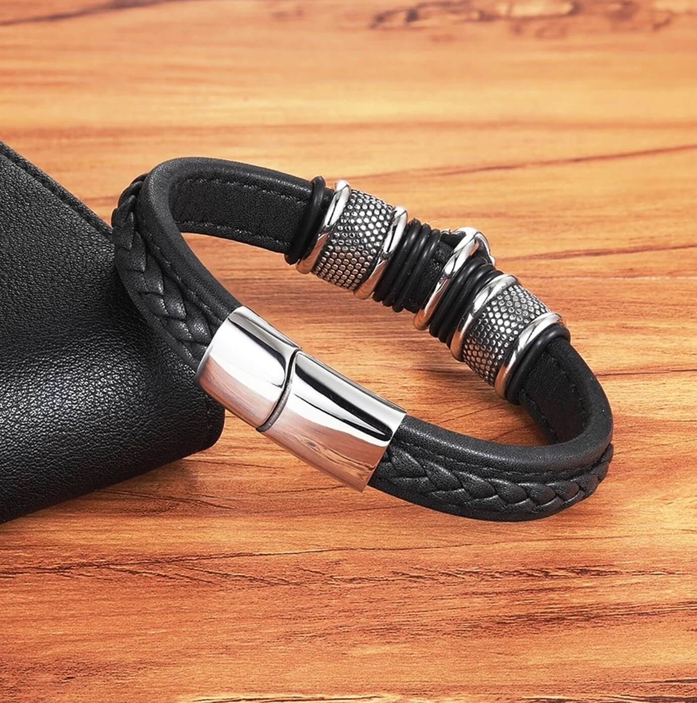 Mens Buddha Leather Bracelet
