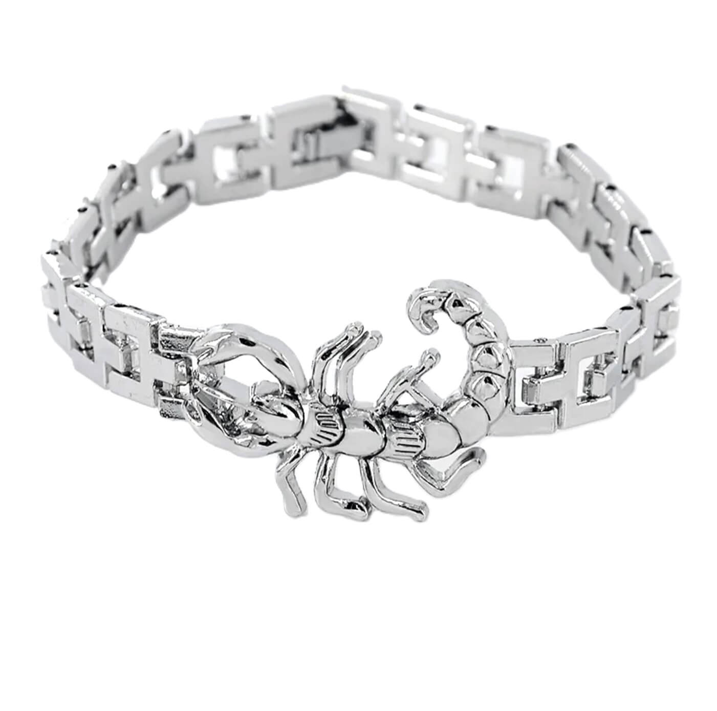 Unisex Interlinked Zodiac Scorpion Steel Cuff/Silver