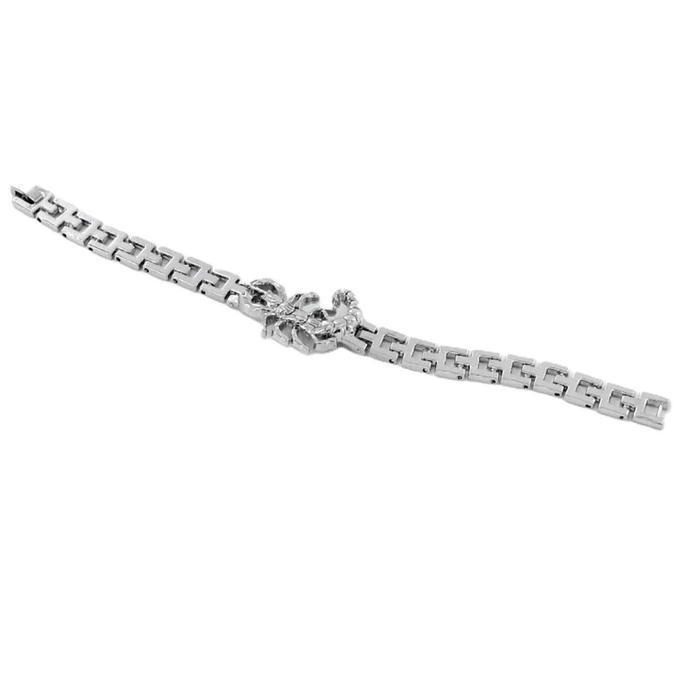 Unisex Interlinked Zodiac Scorpion Steel Cuff/Silver