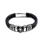 Mens Ace of Skull Leather Bracelet