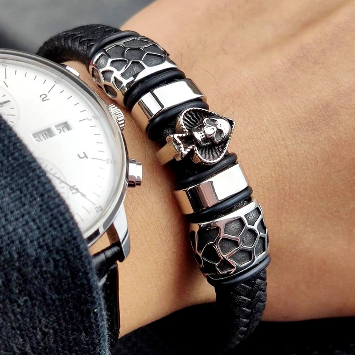 Mens Ace of Skull Bracelet