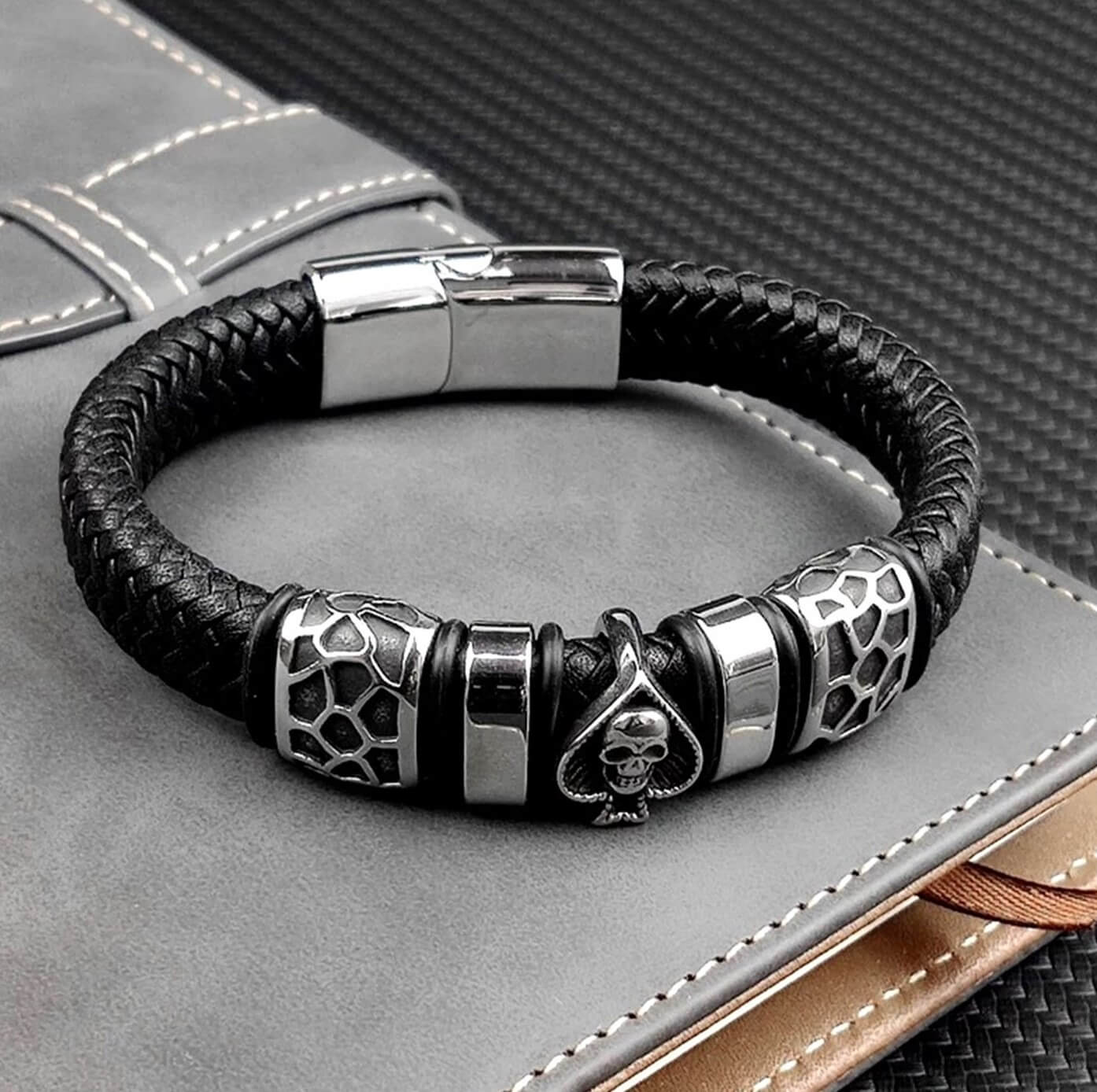 Mens Ace of Skull Bracelet