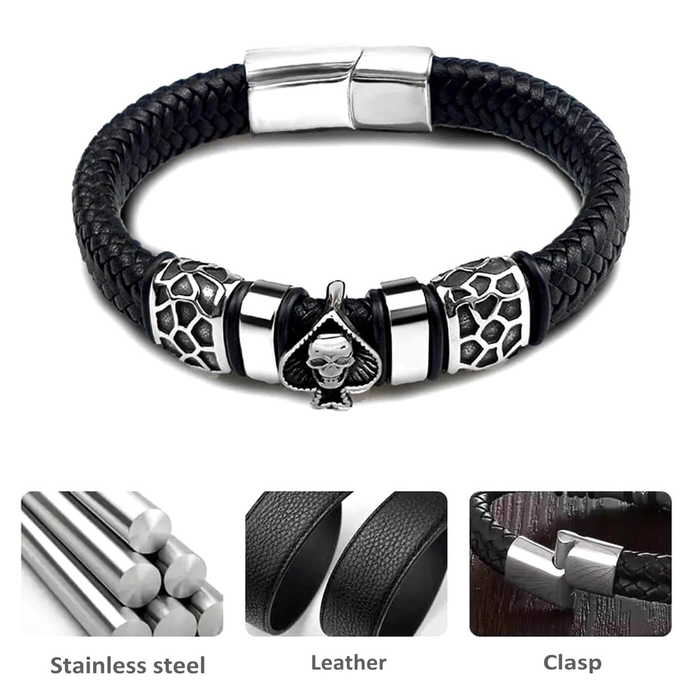 Mens Ace of Skull Bracelet