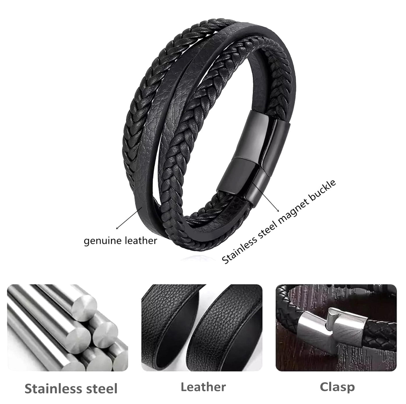 Mens Arrow Design Leather Bracelet